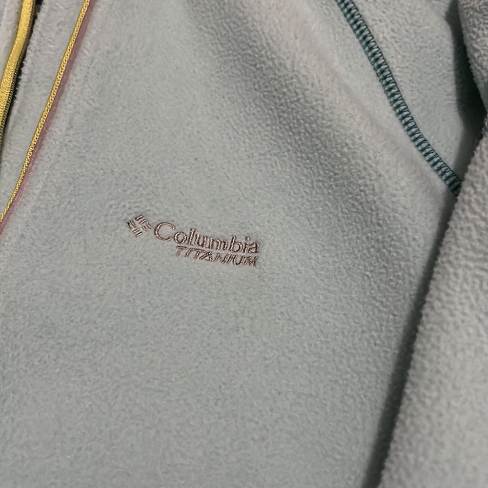 Columbia Light Blue and Teal Half-Zip Fleece Hoodie - Picture 2 of 3